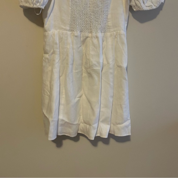 Reformation Malvina Linen Mini Dress White Ivory Puff Sleeve Square Neck 12 NWT - Picture 14 of 15